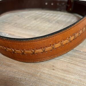 Coolest leather hand laced 
Brown belt with buckle - men’s